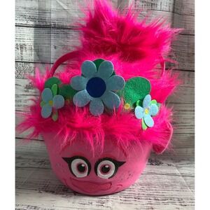 DreamWorks Trolls World Tour Poppy Easter Halloween Basket Pink Faux Fur Flower
